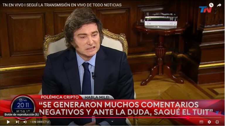 Milei: «Es como alguien que va, juega a la ruleta rusa y le tocó la bala»